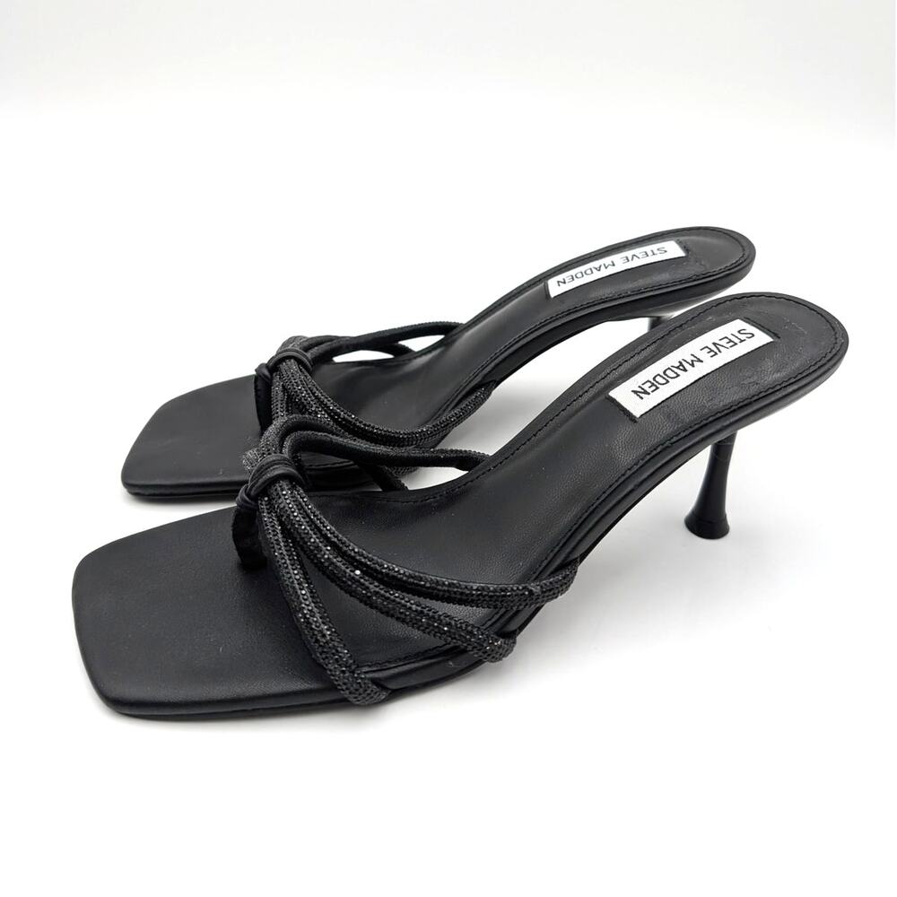Steve Madden Jazzee Embellished Slide Sandal Women's Black Size US8.5 EU39